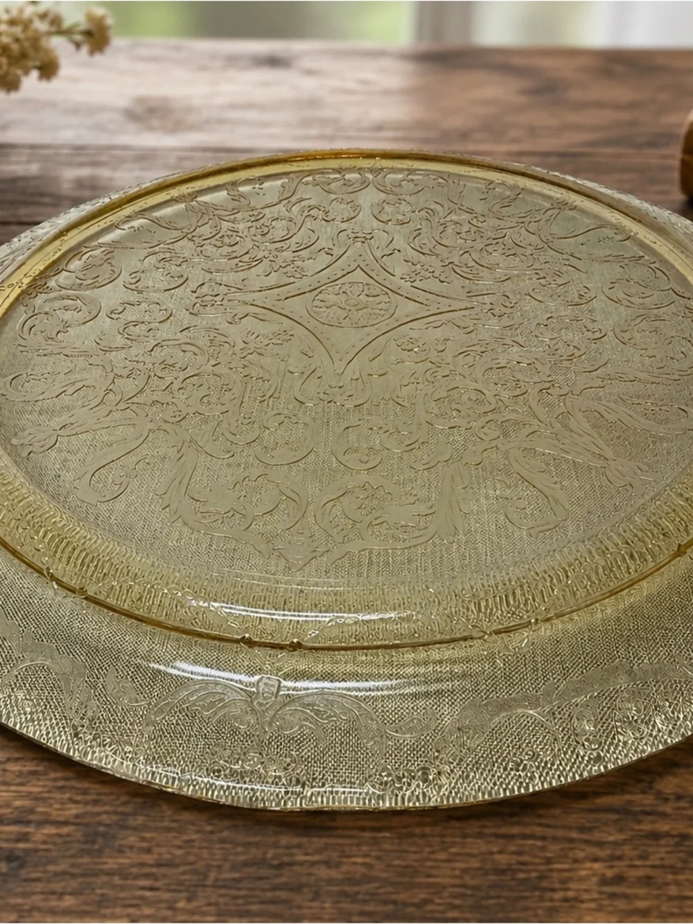 Vintage Federal Madrid Amber Depression Glass 11” Serving Platter